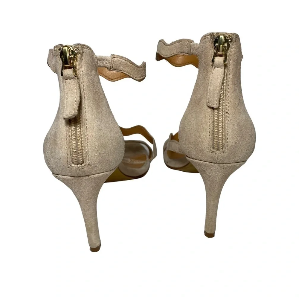 J. Crew Factory scallop ankle strap heels.